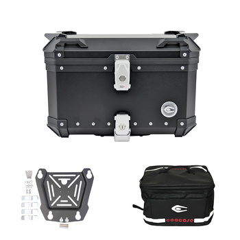 Kufer centralny aluminiowy COOCASE 55L - Czarny + wewnętrzna torba