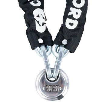 OXFORD PROMOCJA ŁAŃCUCH ZABEZPIECZENIE ANTYKRADZIEŻOWE Z KŁÓDKĄ NA SZYFR 9.5mm x 1.5m